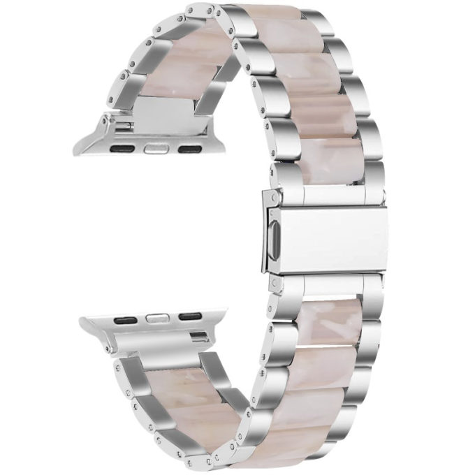 a.m24.ss.13 Silver & Pink Back StrapsCo Stainless Steel & Resin Band for Apple Watch 38mm 42mm