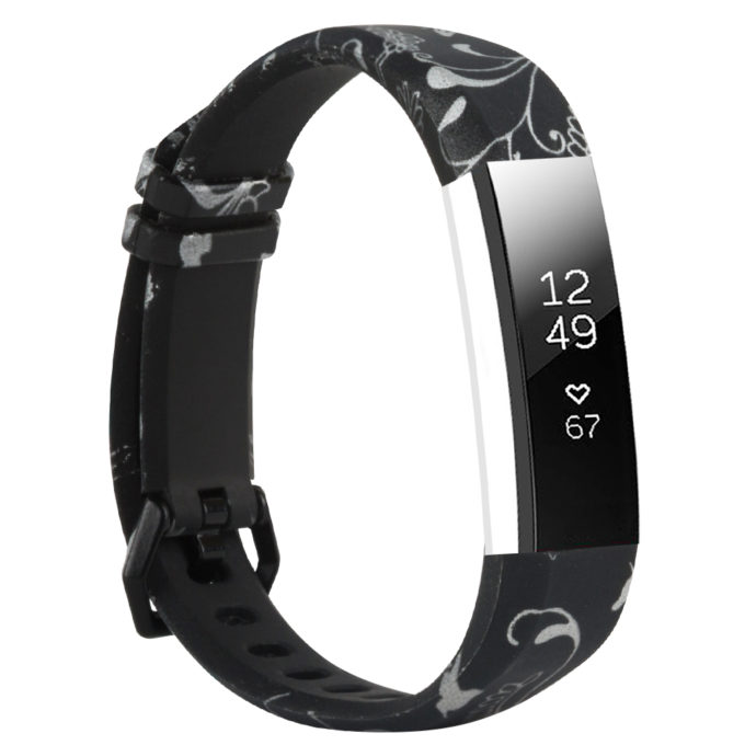 fb.r55.n Main Black Splatter StrapsCo Patterned Silicone Rubber Watch Band Strap for Fitbit Alta & Alta HR
