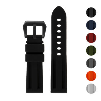 r.pn1.1.mb gallery Heavy Duty Rubber Watch Band Strap with Matte Black Pre V Buckle