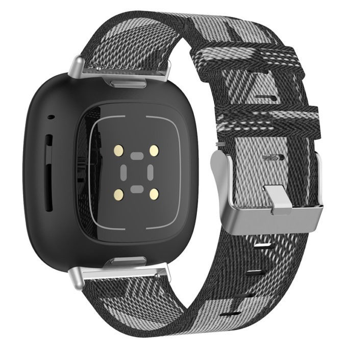 fb.ny15.7a Back Grey & Black StrapsCo Woven Canvas Watch Strap for Fitbit Versa 3 & Sense