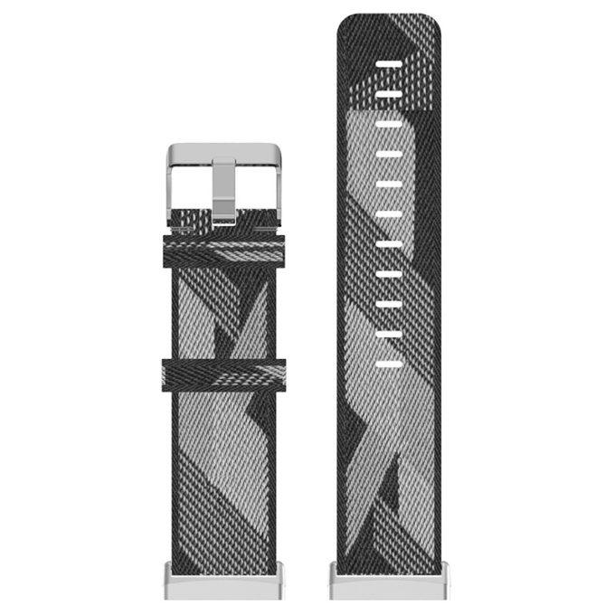 fb.ny15.7a Up Grey & Black StrapsCo Woven Canvas Watch Strap for Fitbit Versa 3 & Sense