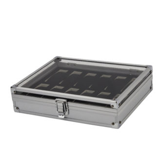 wb16.ss StrapsCo Aluminum Watch Box for 12 Watches Closed
