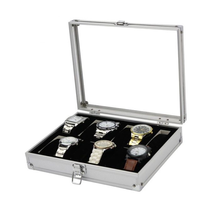wb16.ss StrapsCo Aluminum Watch Box for 12 Watches Main