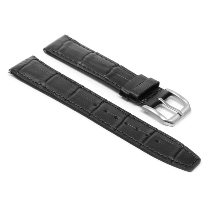 iw8.1 angle Black DASSARI Croc Embossed Leather Watch Band Strap 20mm 21mm 22mm