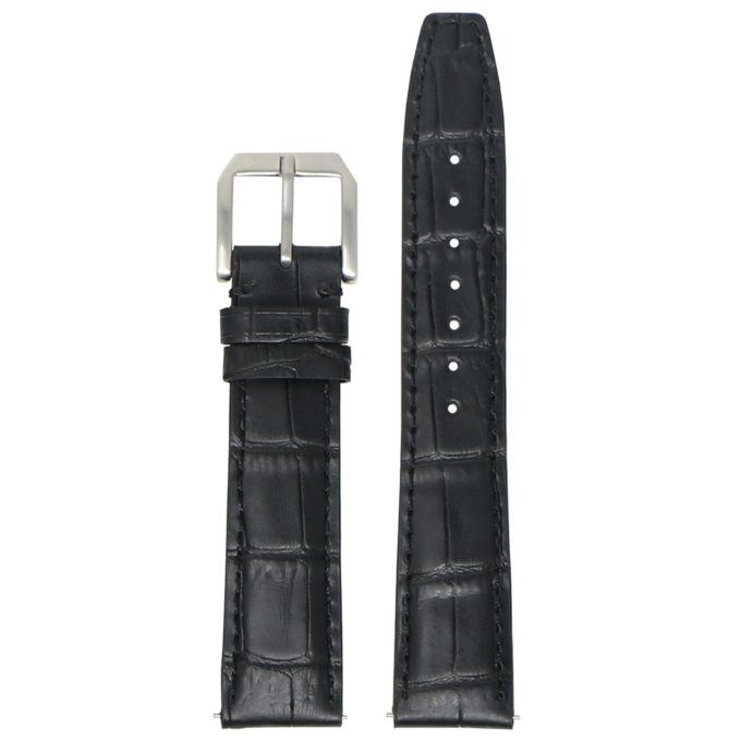 iw8.1 up Black DASSARI Croc Embossed Leather Watch Band Strap 20mm 21mm 22mm