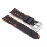 p618.1.12 Angle Black w Orange Stiching DASSARI Vagabond Hand Stitched Leather Watch Band Strap 22mm 24mm 26mm