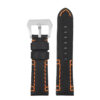 p618.1.12 Main Black w Orange Stiching DASSARI Vagabond Hand Stitched Leather Watch Band Strap 22mm 24mm 26mm