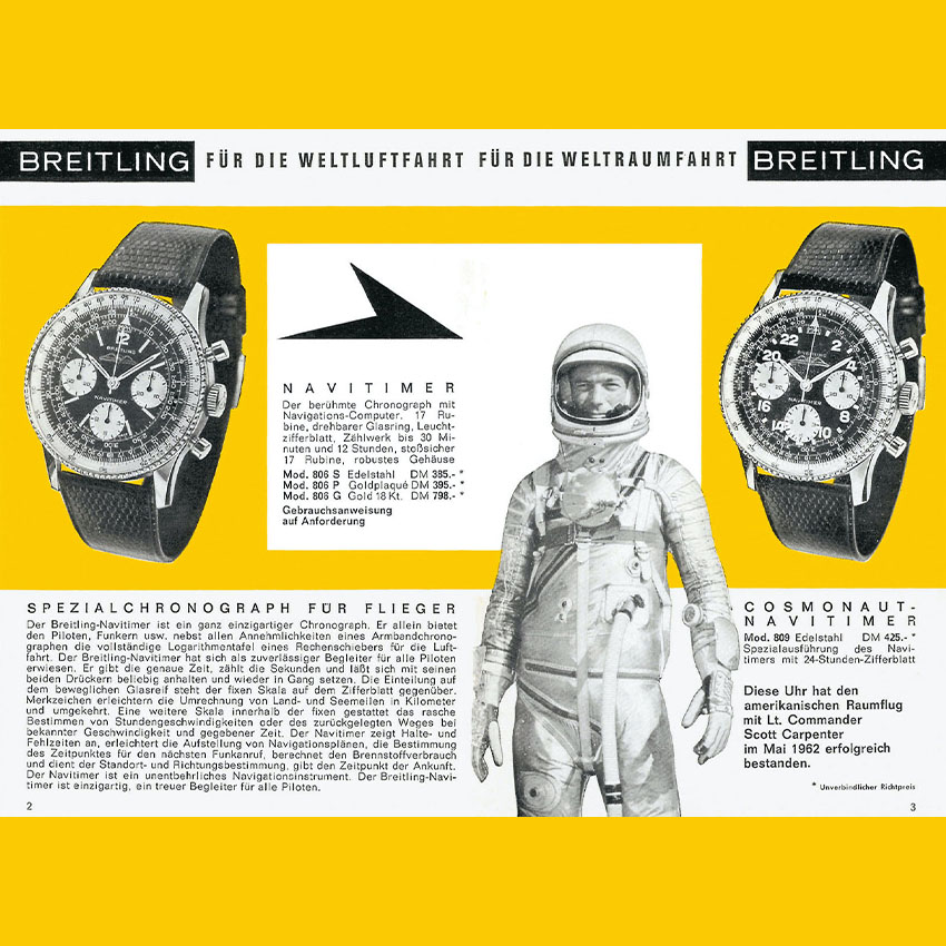 history of the breitling navitimer cosmonaute 1962 scott carpenter mercury atlas 7 spaceflight