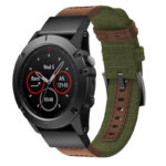 g.ny1.11.2 Main Green & Brown StrapsCo QuickFit 26 Canvas Watch Band Strap for Garmin Fenix 5X