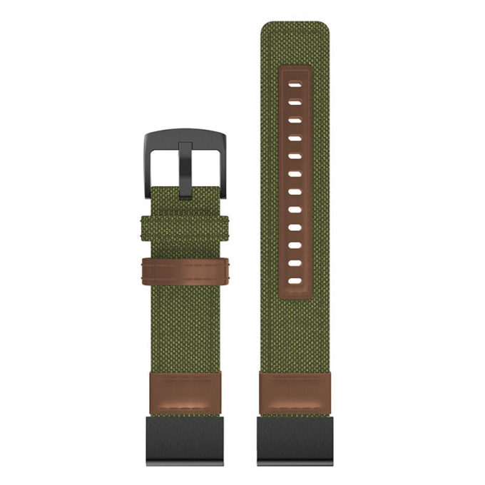 g.ny1.11.2 Up Green & Brown StrapsCo QuickFit 26 Canvas Watch Band Strap for Garmin Fenix 5X