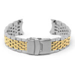 m.sk10.2t.22 Round Silver and Yellow Gold Beads of Rice Bracelet Watch Band Strap for Seiko SKX007 22mm Updated