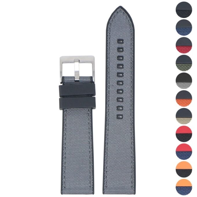 fk15.1.7 Gallery Black Grey DASSARI Sailcloth FKM Hybrid Watch Band Strap 20mm 22mm 1