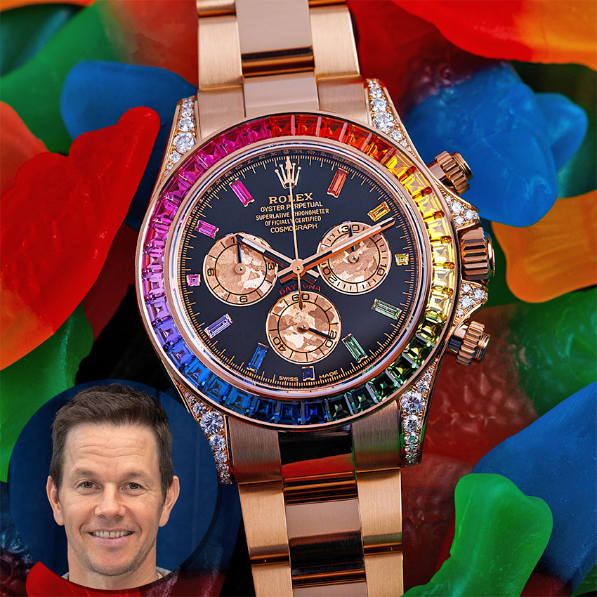 biggest watch collectors in the world mark wahlberg collection rolex daytona rainbow