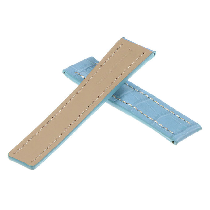 brt11.c.5a.22.nb Cross Light Blue With White Stitching (No Clasp) DASSARI Vantage Padded Crocodile Embossed Leather Watch Band Strap For Breitling 20mm 22mm 24mm