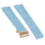 brt11.c.5a.22.rg Main Light Blue With White Stitching (Rose Gold Clasp) DASSARI Vantage Padded Crocodile Embossed Leather Watch Band Strap For Breitling 20mm 22mm 24mm