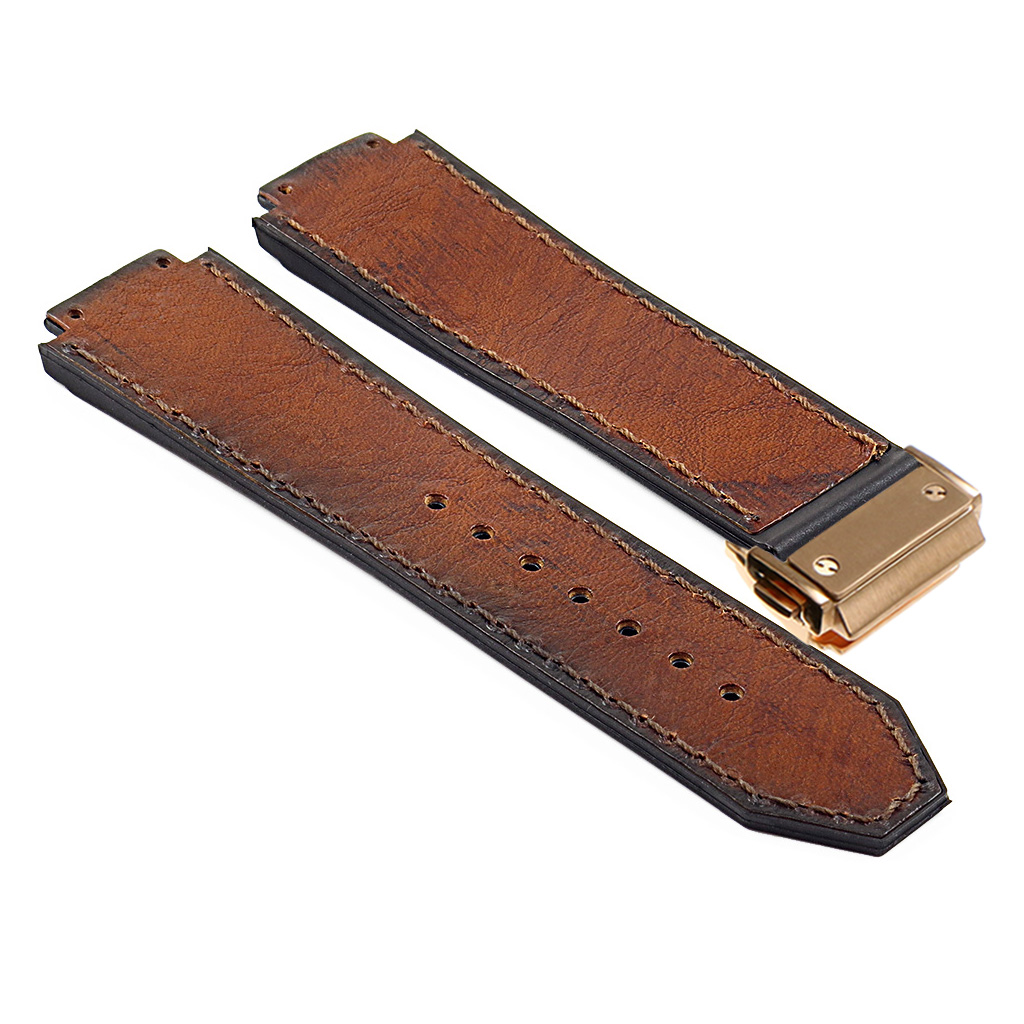 Black Alligator Leather Watch Band For HUBLOT SW206