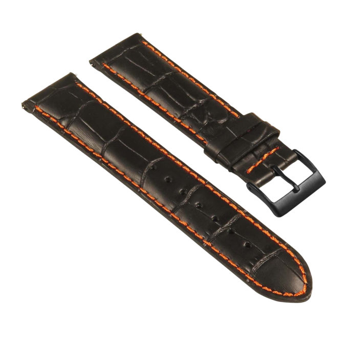 st21.1.12.mb Angle Black & Orange Crocodile Embossed Leather Watch Band