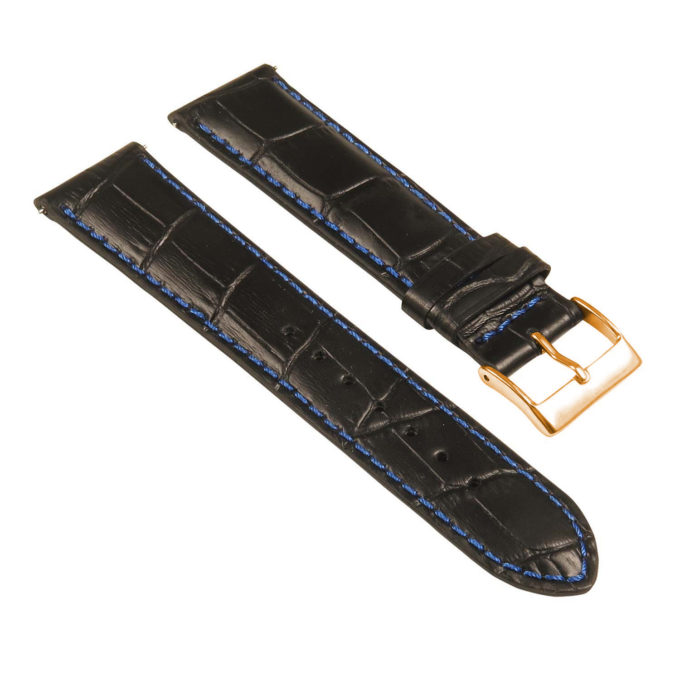 st21.1.5.rg Angle Black & Blue Crocodile Embossed Leather Watch Band