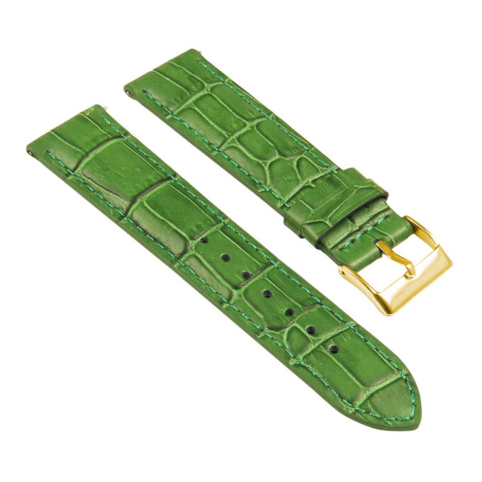 st21.11.11.yg Angle Green Crocodile Embossed Leather Watch Band