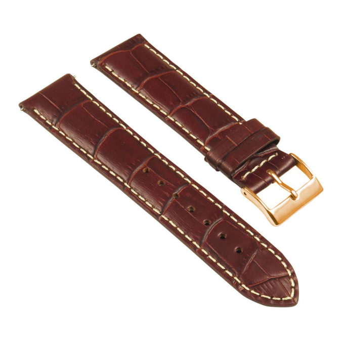 st21.2.22.rg Angle Brown & White Crocodile Embossed Leather Watch Band