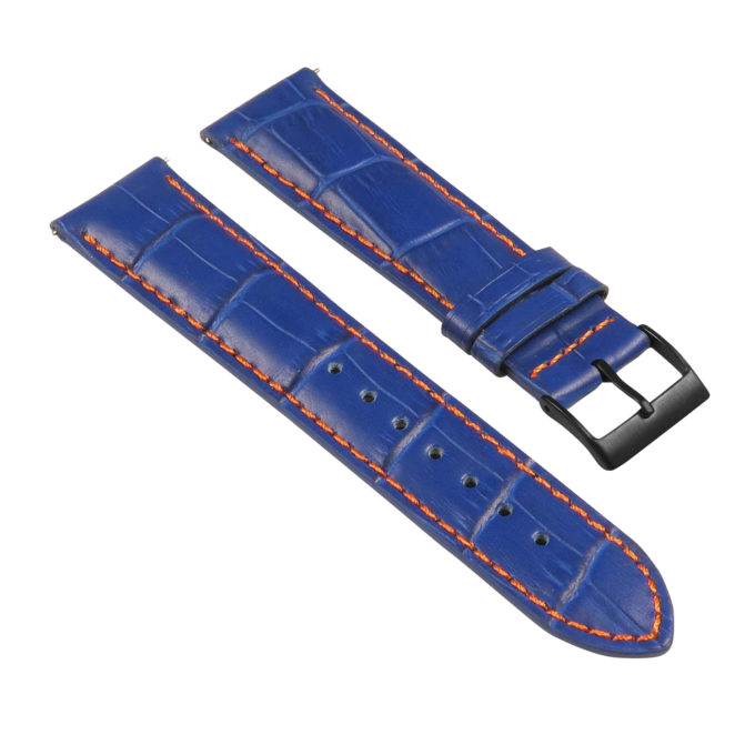 st21.5.12.mb Angle Blue & Orange Crocodile Embossed Leather Watch Band