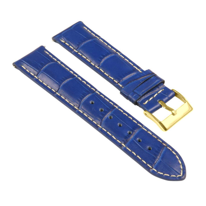 st21.5.22.yg Angle Blue & White Crocodile Embossed Leather Watch Band
