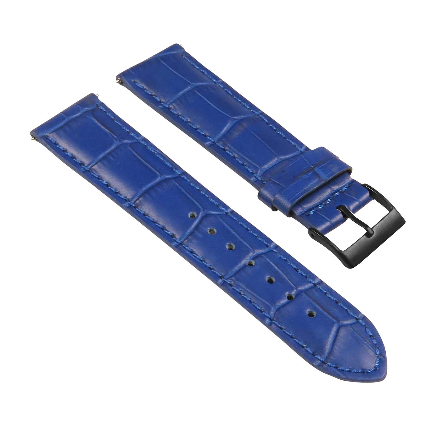 st21.5.5.mb Angle Blue Crocodile Embossed Leather Watch Band