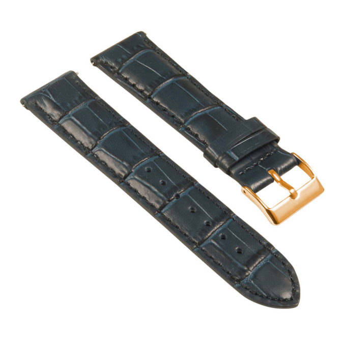 st21.5a.5a.rg Angle Midnight Blue Crocodile Embossed Leather Watch Band