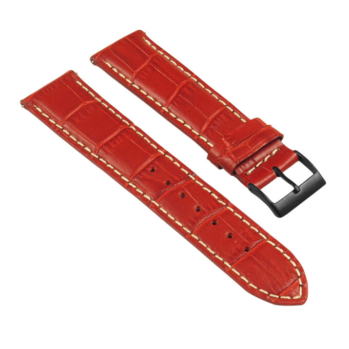 st21.6.22.mb Angle Red & White Crocodile Embossed Leather Watch Band