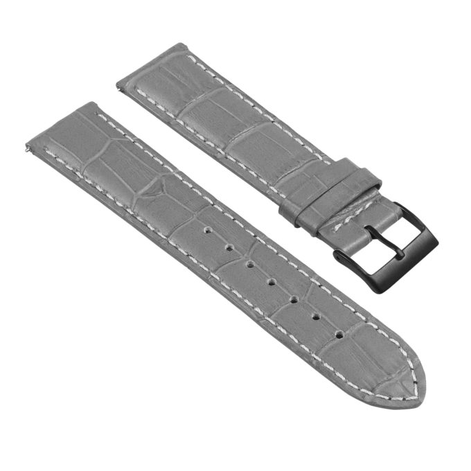 st21.7.22.mb Angle Grey & White Crocodile Embossed Leather Watch Band