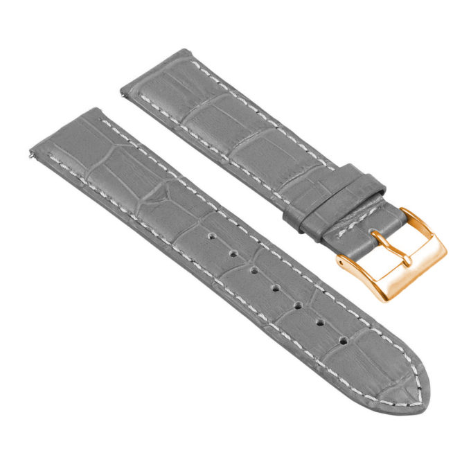 st21.7.22.rg Angle Grey & White Crocodile Embossed Leather Watch Band