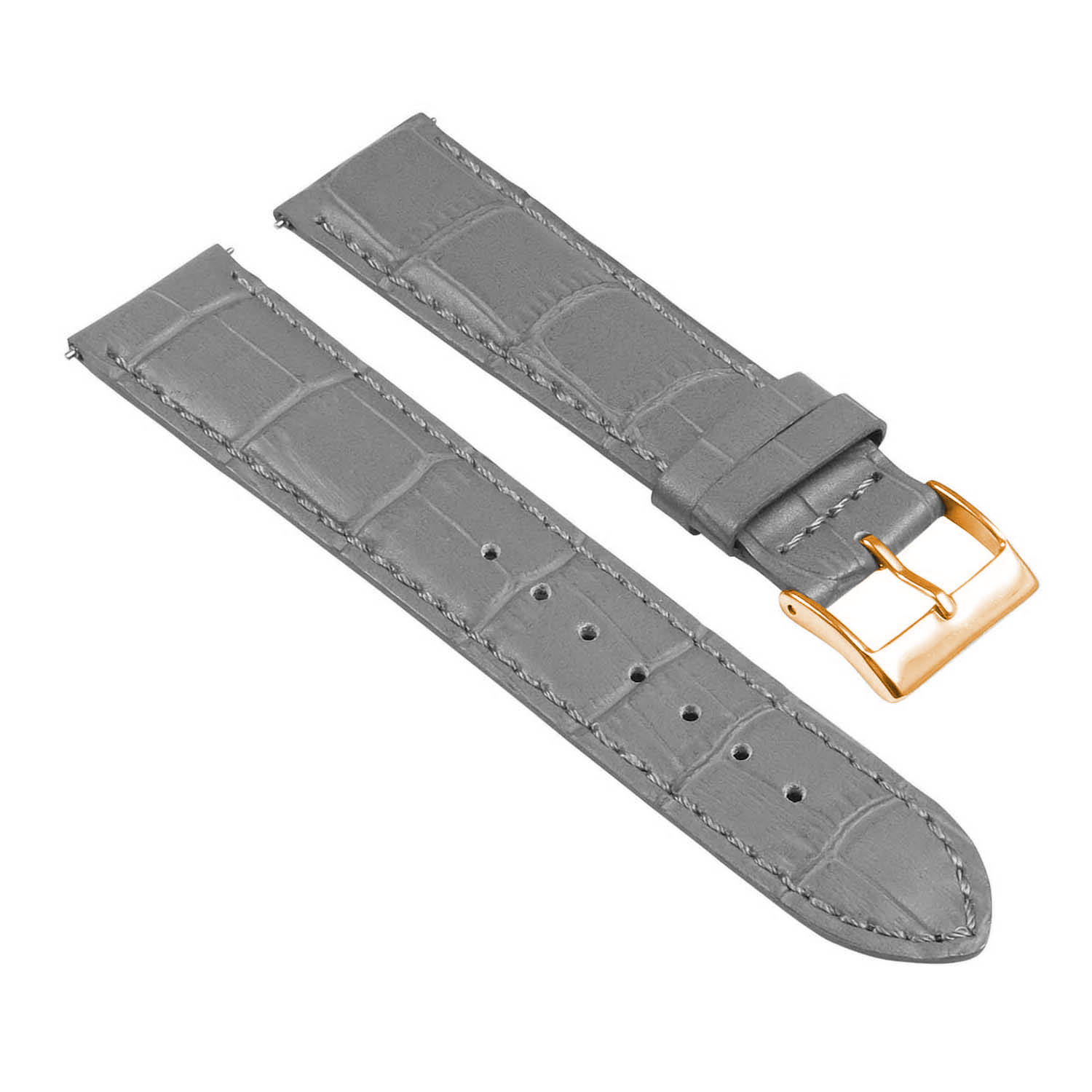 st21.7.7.rg Angle Grey Crocodile Embossed Leather Watch Band
