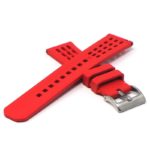 fk17.6 Cross Red DASSARI Flex Perforated FKM Rubber Watch Band Strap 20mm 22mm