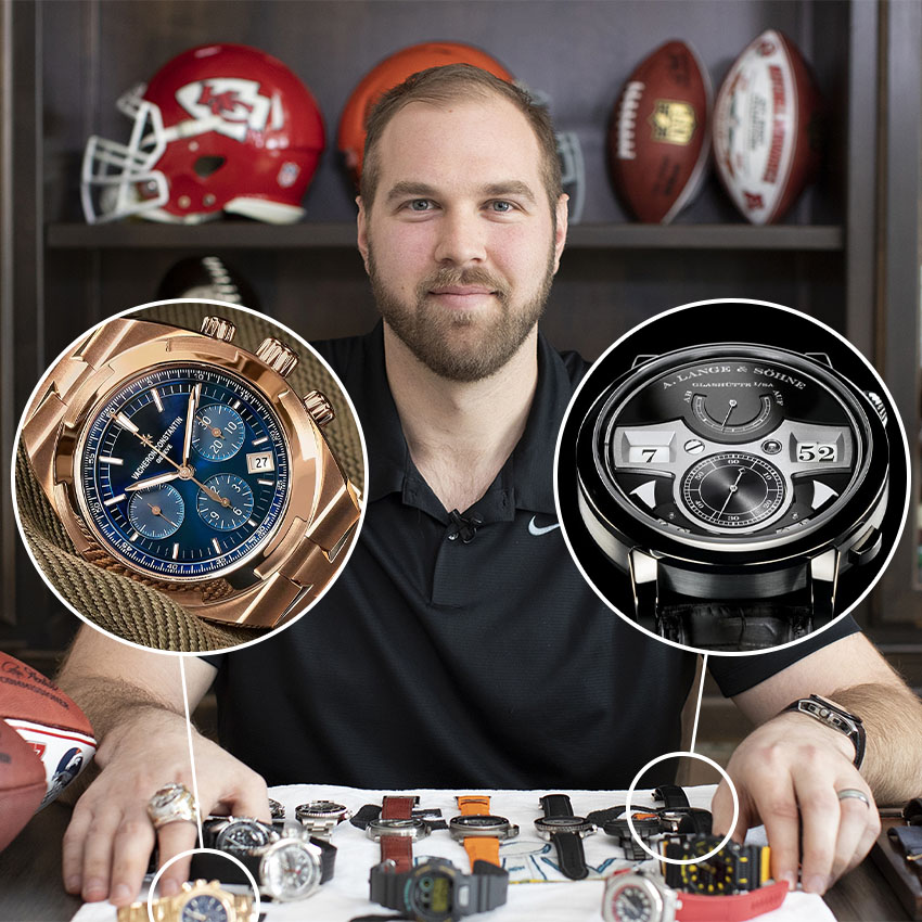 nfl football players & their luxury watches mitchell schwartz lange & sohne zeitwerk vacheron constantin overseas chronograph