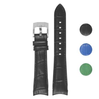 rx.l8.1.20.bs Gallery Black DASSARI Fitted Leather Croc Watch Band Strap For Rolex 20mm Submariner Explorer Daytona