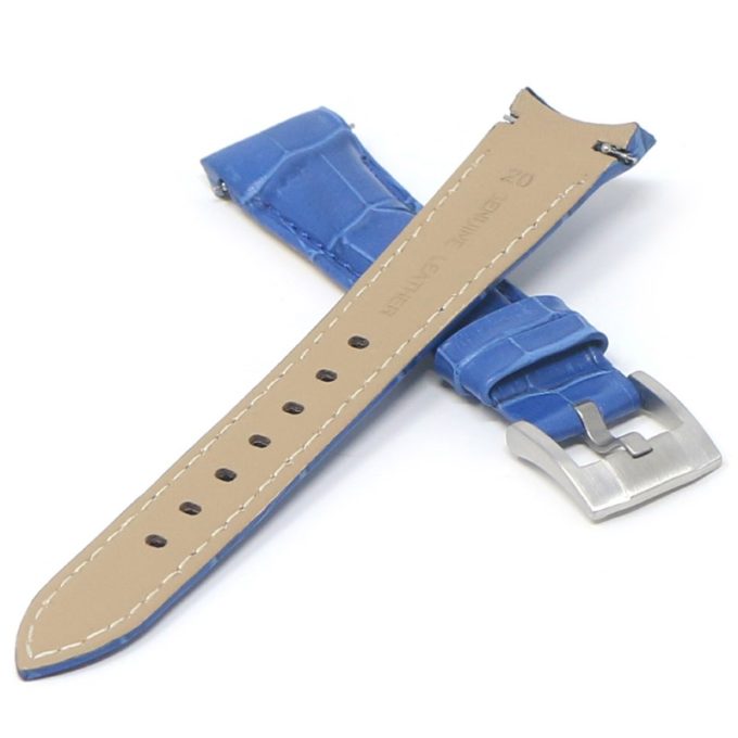 rx.l8.5.20.bs Cross Blue DASSARI Fitted Leather Croc Watch Band Strap For Rolex 20mm Submariner Explorer Daytona