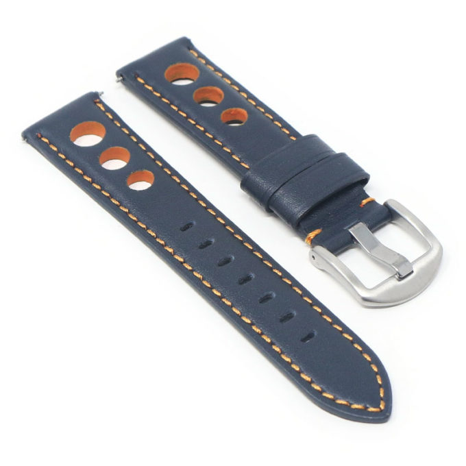ds4.5.12 Angle DASSARI M5 Leather Rally Watch Band Strap in blue & orange