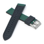 fk16.1.11 Cross Black & Green DASSARI Saffiano Leather FKM Hybrid Watch Band Strap 20mm 22mm