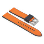 fk16.1.12 Angle Black & Orange DASSARI Saffiano Leather FKM Hybrid Watch Band Strap 20mm 22mm