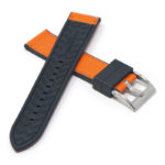 fk16.1.12 Cross Black & Orange DASSARI Saffiano Leather FKM Hybrid Watch Band Strap 20mm 22mm