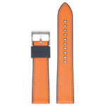fk16.1.12 Up Black & Orange DASSARI Saffiano Leather FKM Hybrid Watch Band Strap 20mm 22mm