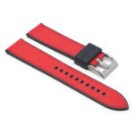 fk16.1.6 Angle Black & Red DASSARI Saffiano Leather FKM Hybrid Watch Band Strap 20mm 22mm