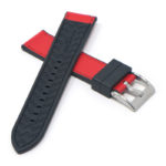 fk16.1.6 Cross Black & Red DASSARI Saffiano Leather FKM Hybrid Watch Band Strap 20mm 22mm