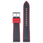 fk16.1.6 Up Black & Red DASSARI Saffiano Leather FKM Hybrid Watch Band Strap 20mm 22mm