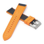 fk16.12.1 Cross Orange & Black DASSARI Saffiano Leather FKM Hybrid Watch Band Strap 20mm 22mm