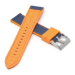 fk16.12.5 Cross Orange & Blue DASSARI Saffiano Leather FKM Hybrid Watch Band Strap 20mm 22mm