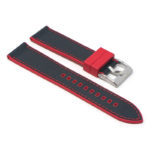fk16.6.1 Angle Red & Black DASSARI Saffiano Leather FKM Hybrid Watch Band Strap 20mm 22mm