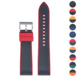 fk16.6.1 Gallery Red & Black DASSARI Saffiano Leather FKM Hybrid Watch Band Strap 20mm 22mm