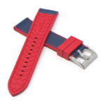 fk16.6.5 Cross Red & Blue DASSARI Saffiano Leather FKM Hybrid Watch Band Strap 20mm 22mm