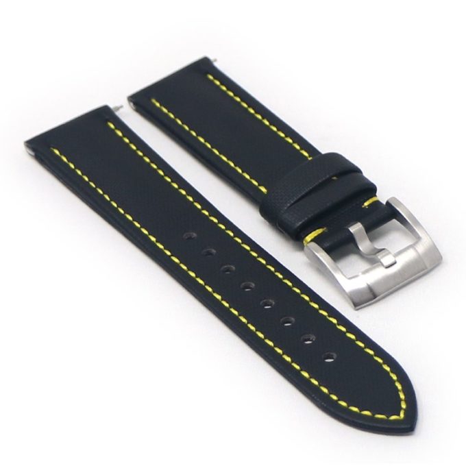 kd4.1.10 Angle Black & Yellow DASSARI Sailcloth Watch Band Strap 19mm 20mm 21mm 22mm